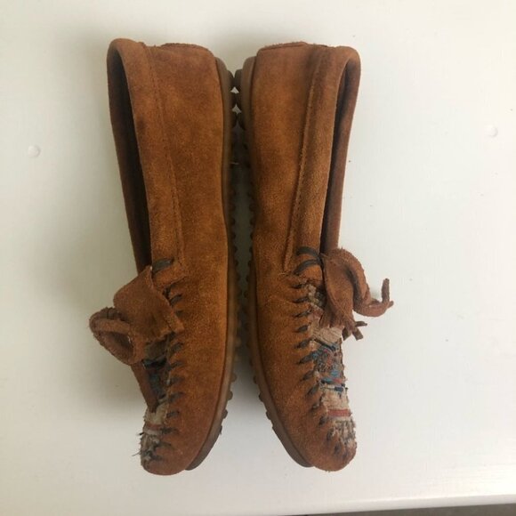 Minnetonka Arizona Kilty Suede Wms Moccasin Size 7 - Picture 4 of 10